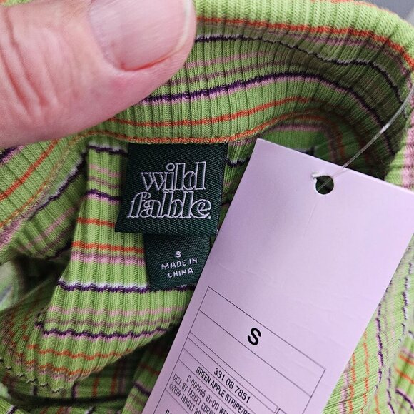 Womens S Wild Fable Green Apple Stripe Bodycon Polo Dress Zip-Front Casual Chic - Picture 7 of 8